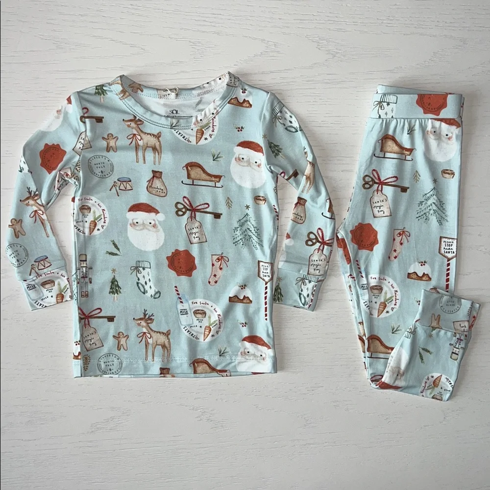 Sol Toddler Christmas Cookie Santa Bamboo Pajama Set 12-18 18-24 months 3T 4T 5T